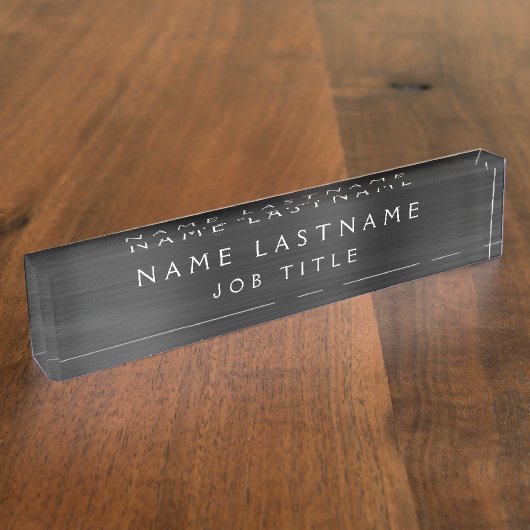 Black Metallic Corporate Custom Professional Naambordje (Zijkant)