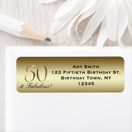 Black Metallic Gold 50th Birthday Etiket (Insitu)