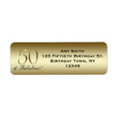 Black Metallic Gold 50th Birthday Etiket (Voorkant)