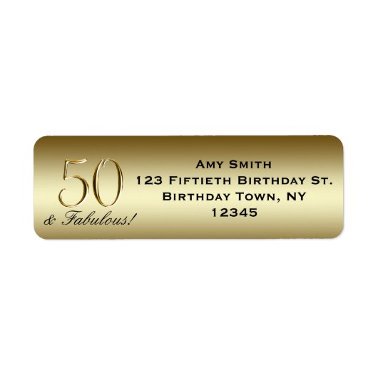 Black Metallic Gold 50th Birthday Etiket (Voorkant)