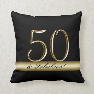 Black Metallic Gold 50th Birthday Kussen