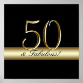 Black Metallic Gold 50th Birthday Poster (Voorkant)