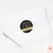 Black Metallic Gold 50th Birthday Ronde Sticker (Envelop)