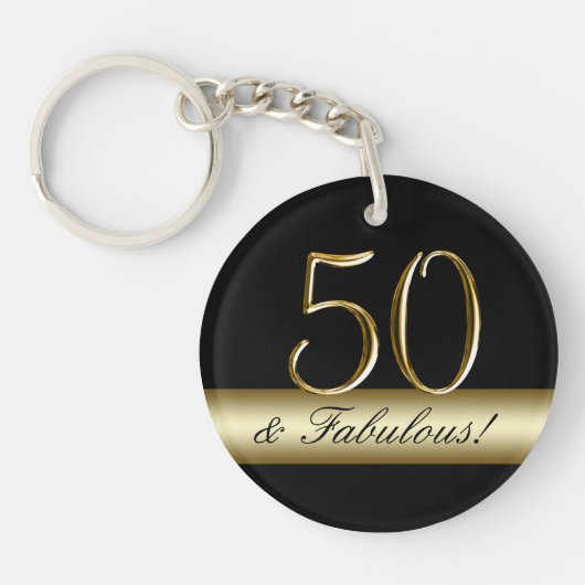 Black Metallic Gold 50th Birthday Sleutelhanger (Voorkant)