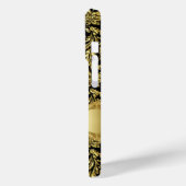 Black & Metallic Gold Floral Damasgeborsteld Case-Mate iPhone Case (Achterkant / Links)