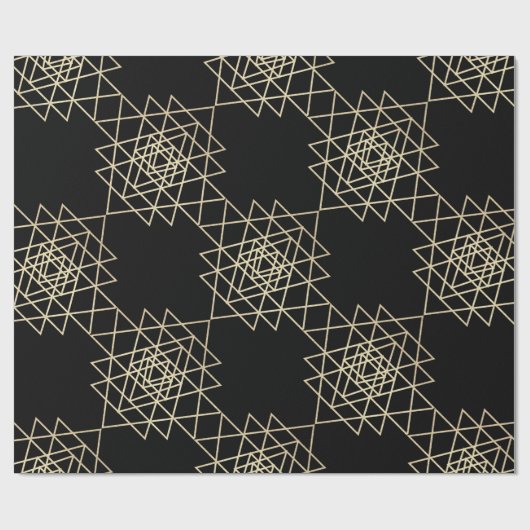 Black Metallic Gold Hexagon Geometry Champaign Cadeaupapier (Vlak)