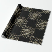 Black Metallic Gold Hexagon Geometry Champaign Cadeaupapier (Uitgerold)