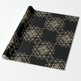 Black Metallic Gold Hexagon Geometry Champaign Cadeaupapier