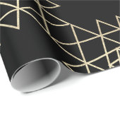 Black Metallic Gold Hexagon Geometry Champaign Cadeaupapier (Rol Hoek)
