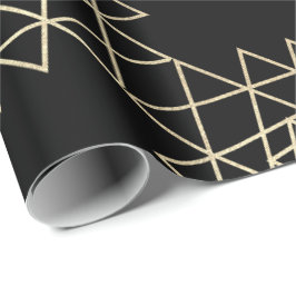 Black Metallic Gold Hexagon Geometry Champaign Cadeaupapier