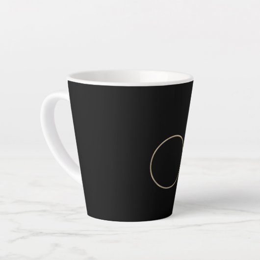Black Metallic Gold Monogram Latte Mok (Linkerhoek)