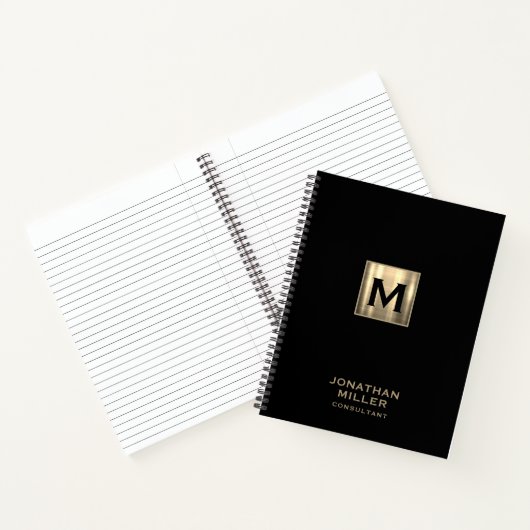 Black Metallic Gold Monogram Notitieboek (Binnen)