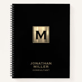 Black Metallic Gold Monogram Notitieboek (Voorkant)