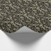 Black & Metallic Gold Silver Floral Damaskers Cadeaupapier (Hoek)