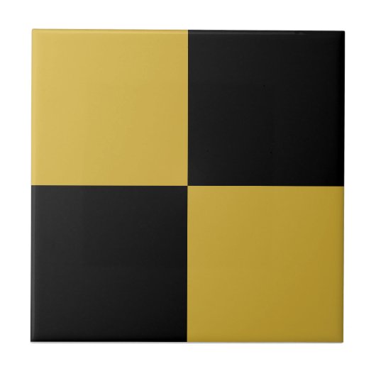 Black & Metallic Gold Square Box Stylish Pattern Tegeltje (Voorkant)