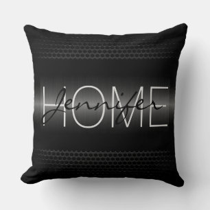 Black Metallic Holes Metal Kijk Monogram Kussen