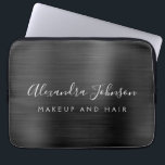 Black Metallic - Monogram Business Professional Laptop Sleeve<br><div class="desc">Moderne,  zwarte Faux metalen,  roestvrij,  elegant monogram,  promotionele laptoptas of Sleeve,  reclameboodschap (promo),  Hoesje voor speciale acties. Dit klasbare professionele zakelijke computerhoesje kan worden aangepast om uw monogrammed naam en het vak of de positie van de beroepstitel op te nemen.</div>