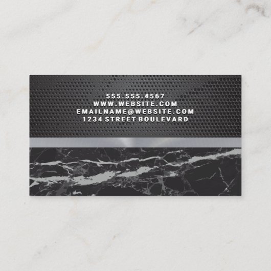 Black Metallic Pattern | Zwarte marmer Visitekaartje (Achterkant)