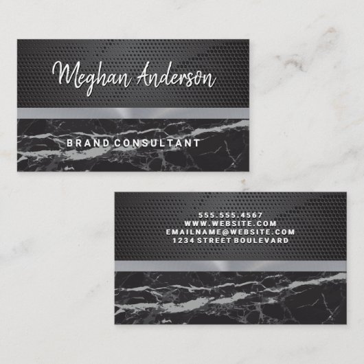 Black Metallic Pattern | Zwarte marmer Visitekaartje (Voorkant / Achterkant)