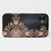 Black Metallic Pink Glitter Damask Case-Mate iPhone Case (Achterkant (horizontaal))