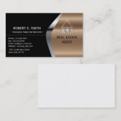 Black Metallic Real Estate Agent Visitekaartje (Voorkant / Achterkant)