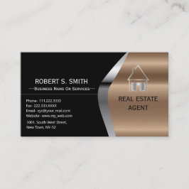 Black Metallic Real Estate Agent Visitekaartje