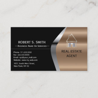 Black Metallic Real Estate Agent Visitekaartje