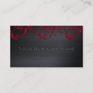Black Metallic Red Damask Elegant Corporate Visitekaartje