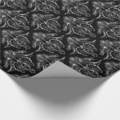 Black & Metallic Silver Floral Damkers 2 Cadeaupapier (Hoek)
