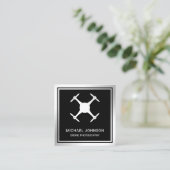 Black Metallic Steel Modern Drone Fotografie Vierkante Visitekaartje (Staand voorkant)