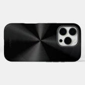 Black Metallic Texture Stainless Steel Look Case-Mate iPhone Case (Achterkant (horizontaal))