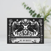 Black Mexican Fantail Doves Papel Picado RSVP Kaart (Staand voorkant)