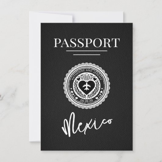 Black Mexico Passport Bewaar de datum Save The Date (Voorkant)