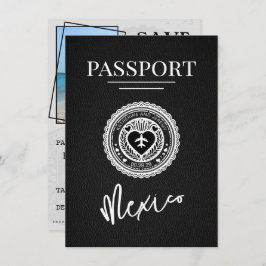 Black Mexico Passport Bewaar de datum Save The Date