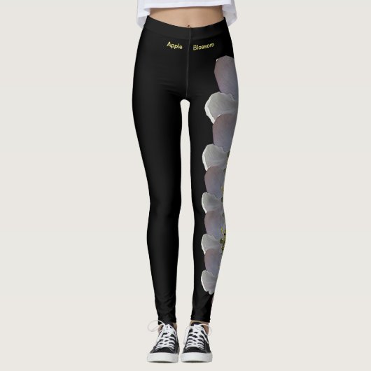 Black Michigan State Flower Apple Blossom Leggings (Voorkant)