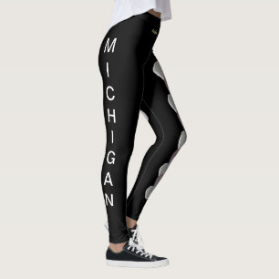 Black Michigan State Flower Apple Blossom Leggings
