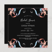 Black & Milky way floral Bridal Shower Invitation Save The Date (Voorkant / Achterkant)