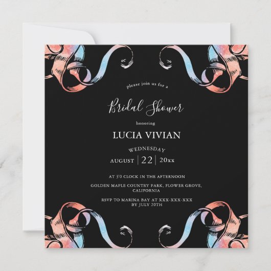 Black & Milky way floral Bridal Shower Invitation Save The Date (Voorkant)