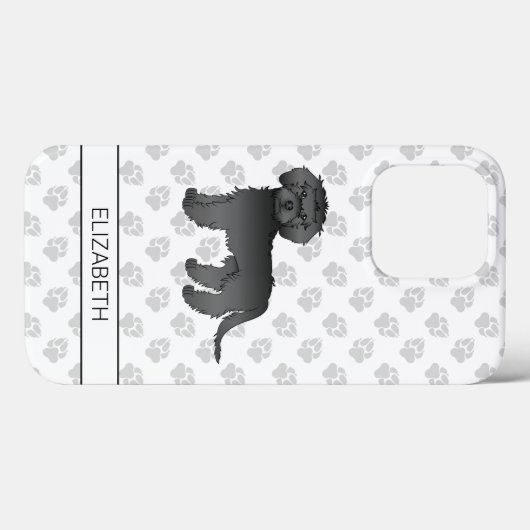 Black Mini Goldendole Cartoon Dog & Name Case-Mate iPhone Case (Achterkant (horizontaal))