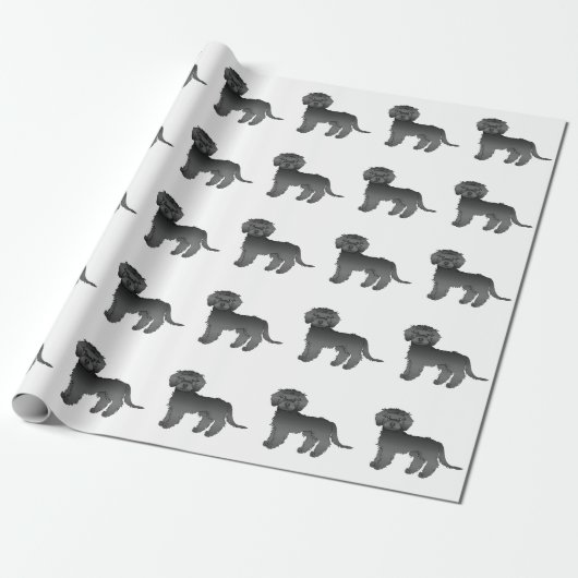 Black Mini Goldendole Cute Cartoon Dog Pattern Cadeaupapier (Uitgerold)