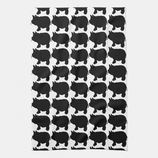 Black Mini Pig Silhouette Theedoek (Verticaal)