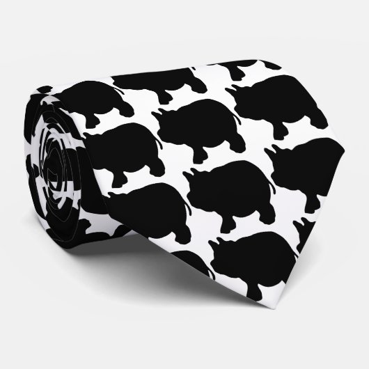 Black Mini Pig Stropdas (Opgerold)