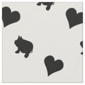 Black Mini Pigs en Hearts Silhouette Stof (Close Up)