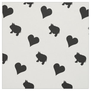 Black Mini Pigs en Hearts Silhouette Stof