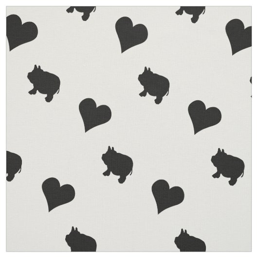 Black Mini Pigs en Hearts Silhouette Stof (Swatch)