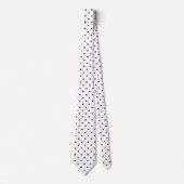Black Mini Polka Dot Pattern op White 2 Sided Stropdas (Voorkant)