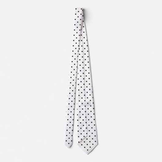 Black Mini Polka Dot Pattern op White 2 Sided Stropdas (Achterkant)