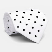 Black Mini Polka Dot Pattern op White Stropdas (Opgerold)