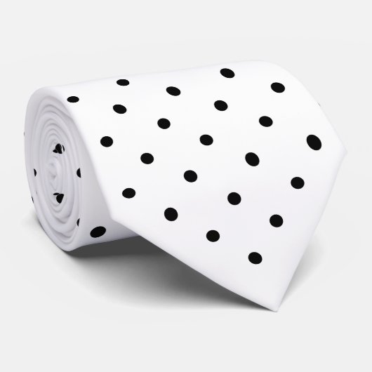 Black Mini Polka Dot Pattern op White Stropdas (Opgerold)