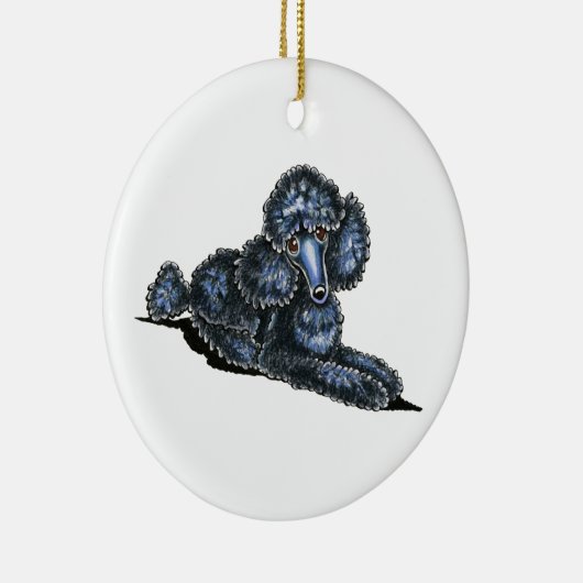 Black Mini Poodle Lay - persoonlijk Keramisch Ornament (Rechts)